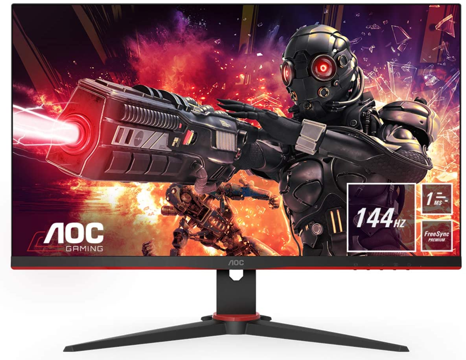 Monitor Gaming - 27G2AE/BK AOC, 27 ", Full-HD, 1 ms, HDMI 1.4 x 2, DisplayPort 1.2 x 1, 1x Entrada audio, 1x D-Sub (VGA), Negro y Rojo