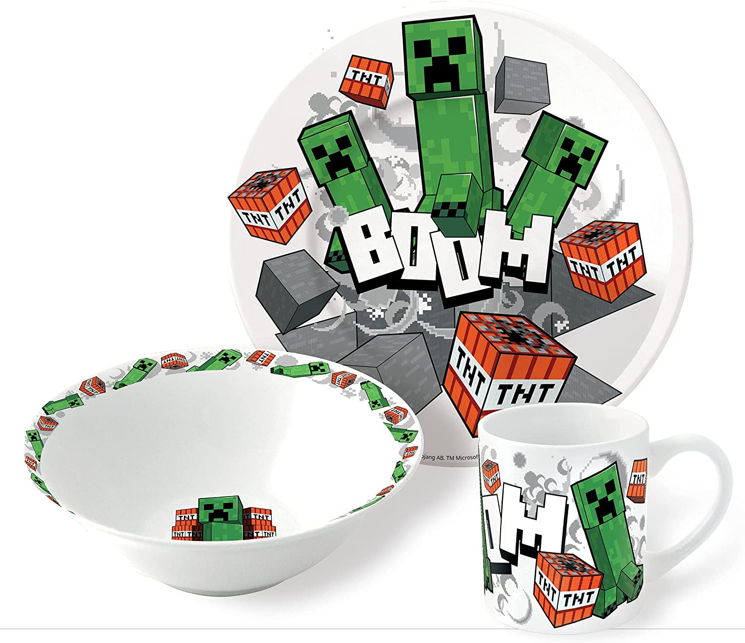 Frühstücksset - Tasse) Minecraft Boom (Schale, Teller, -