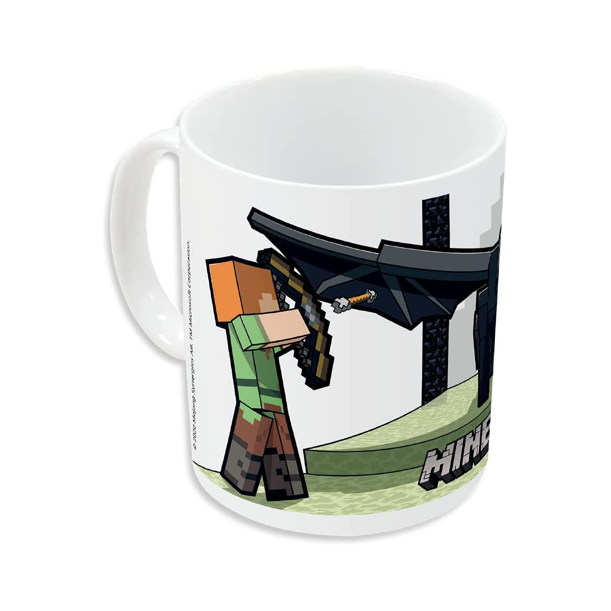 Minecraft-Tasse mit einer Figur, die einen Bogen und Pfeil hält.