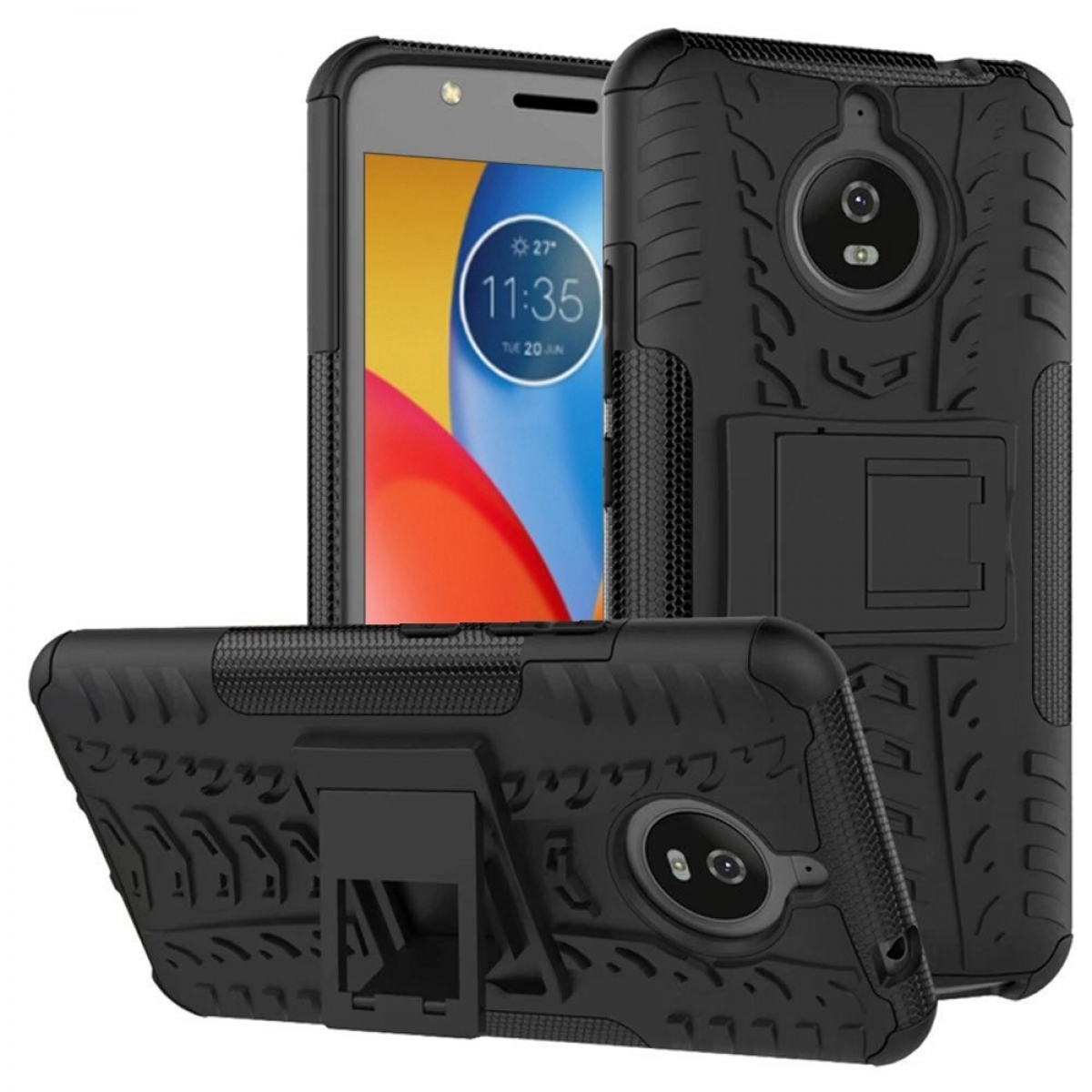 E4 CASEONLINE Moto Plus, Backcover, 2i1, Motorola, Schwarz