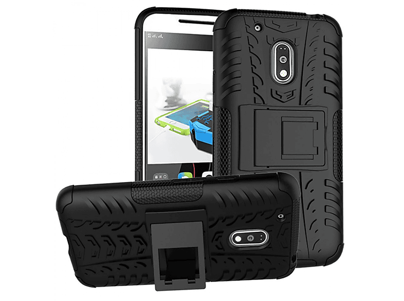 CASEONLINE 2i1, Backcover, Motorola, Moto G4 Play, Schwarz