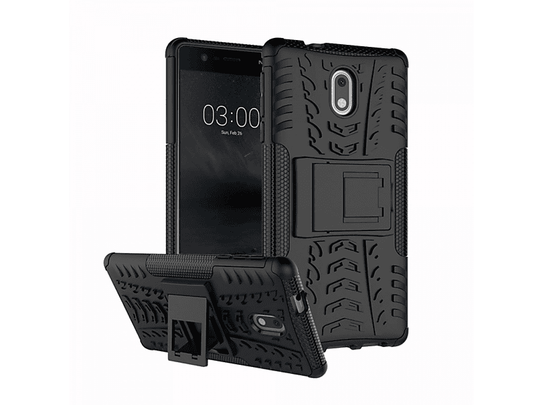 Schwarz CASEONLINE Nokia, 3, Backcover, 2i1,
