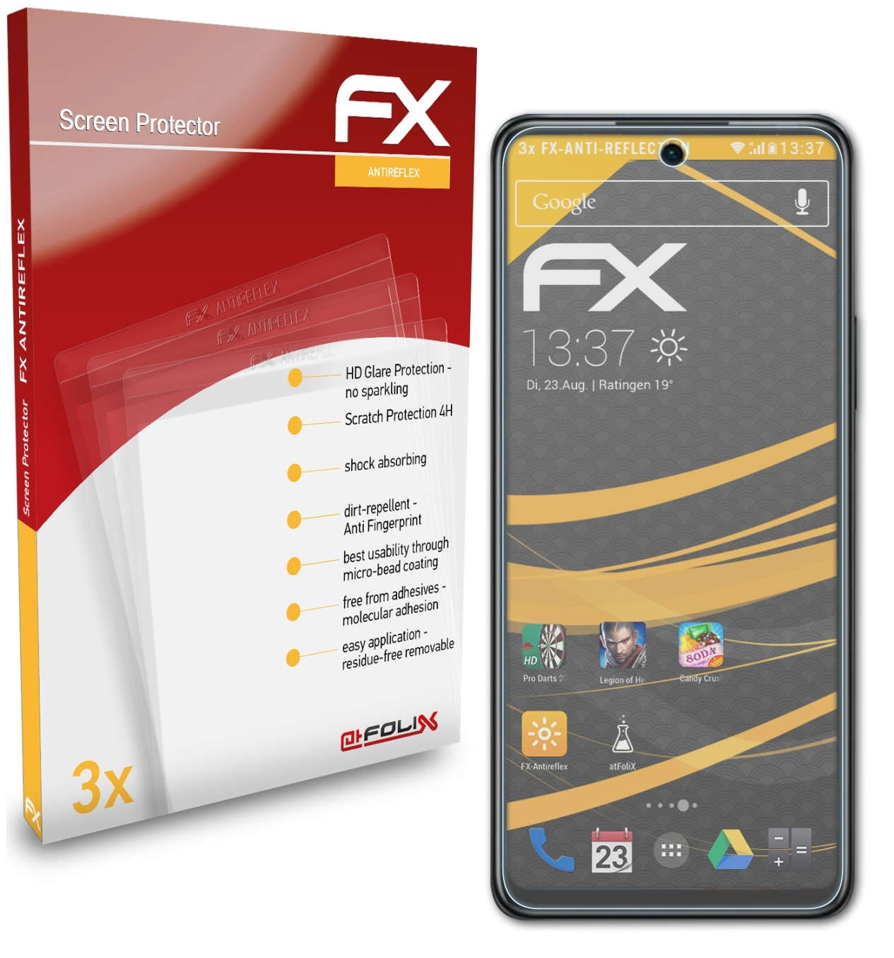 Zero Displayschutz(für Infinix 5G) 3x ATFOLIX FX-Antireflex