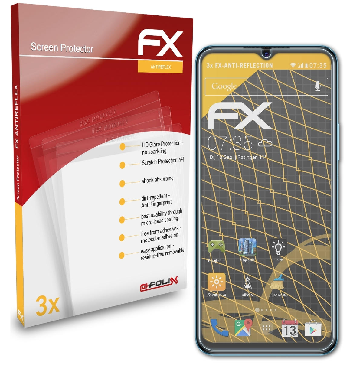 ATFOLIX 3x 5G) Displayschutz(für FX-Antireflex Vivo T1