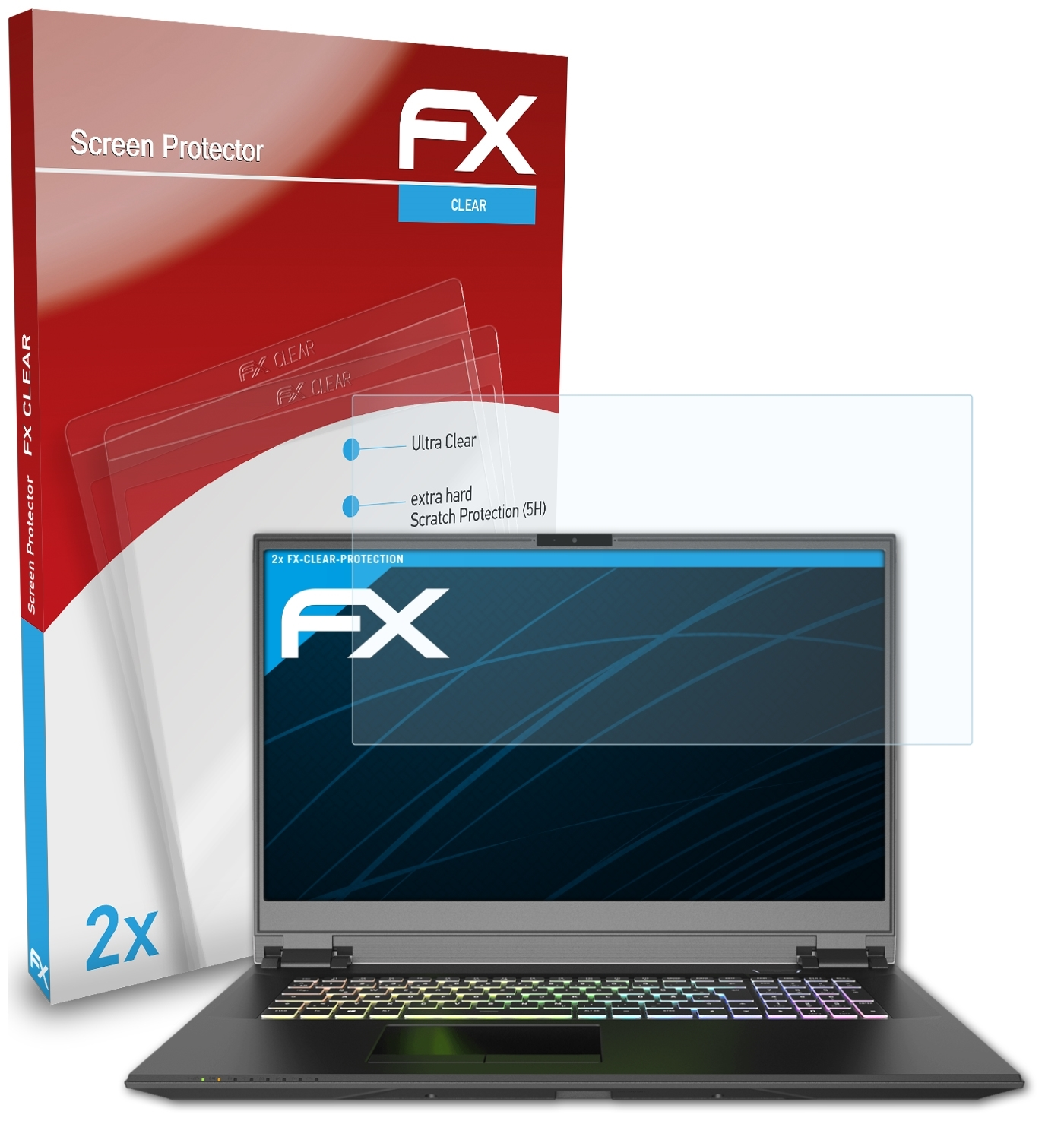 2x Pro FX-Clear (E20)) Displayschutz(für 17 XMG ATFOLIX