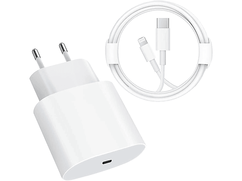 ENGELMANN Power Adapter mit Kabel Volt, iPhone 20W Ladegerät 5 APPLE, Weiß für Apple