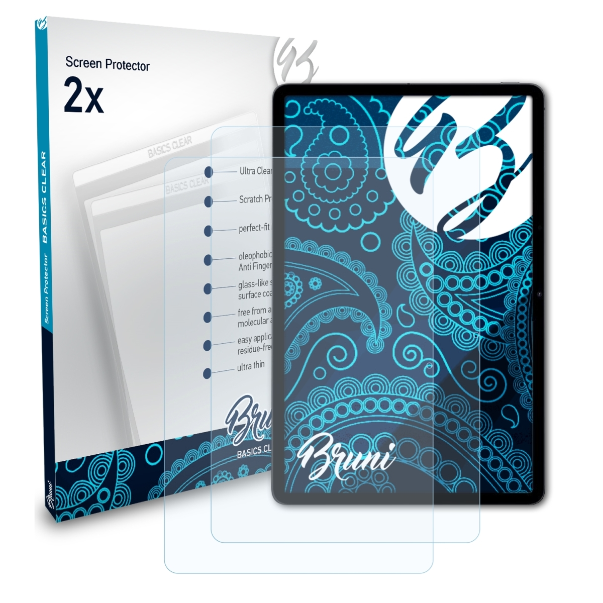 BRUNI 2x Basics-Clear Oppo Schutzfolie(für Pad)