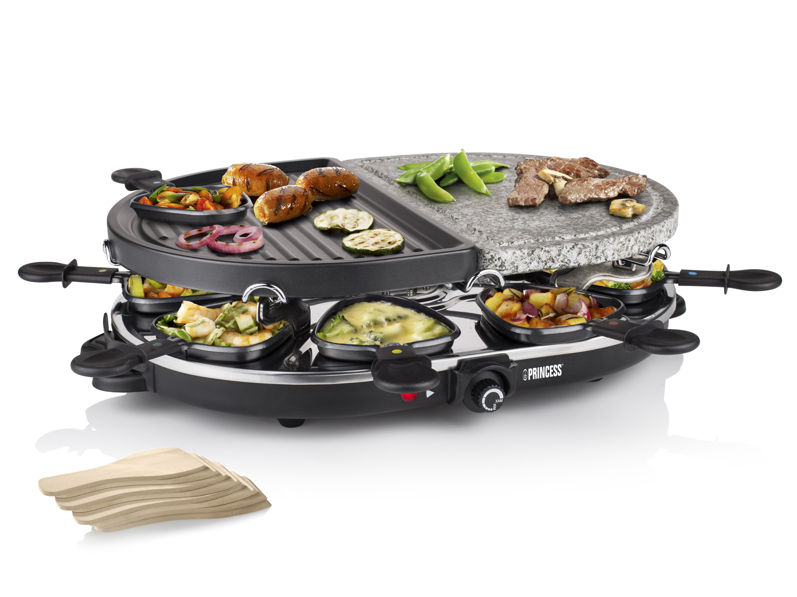 mit SETPOINT Steinplatte Raclette Elektrogrill