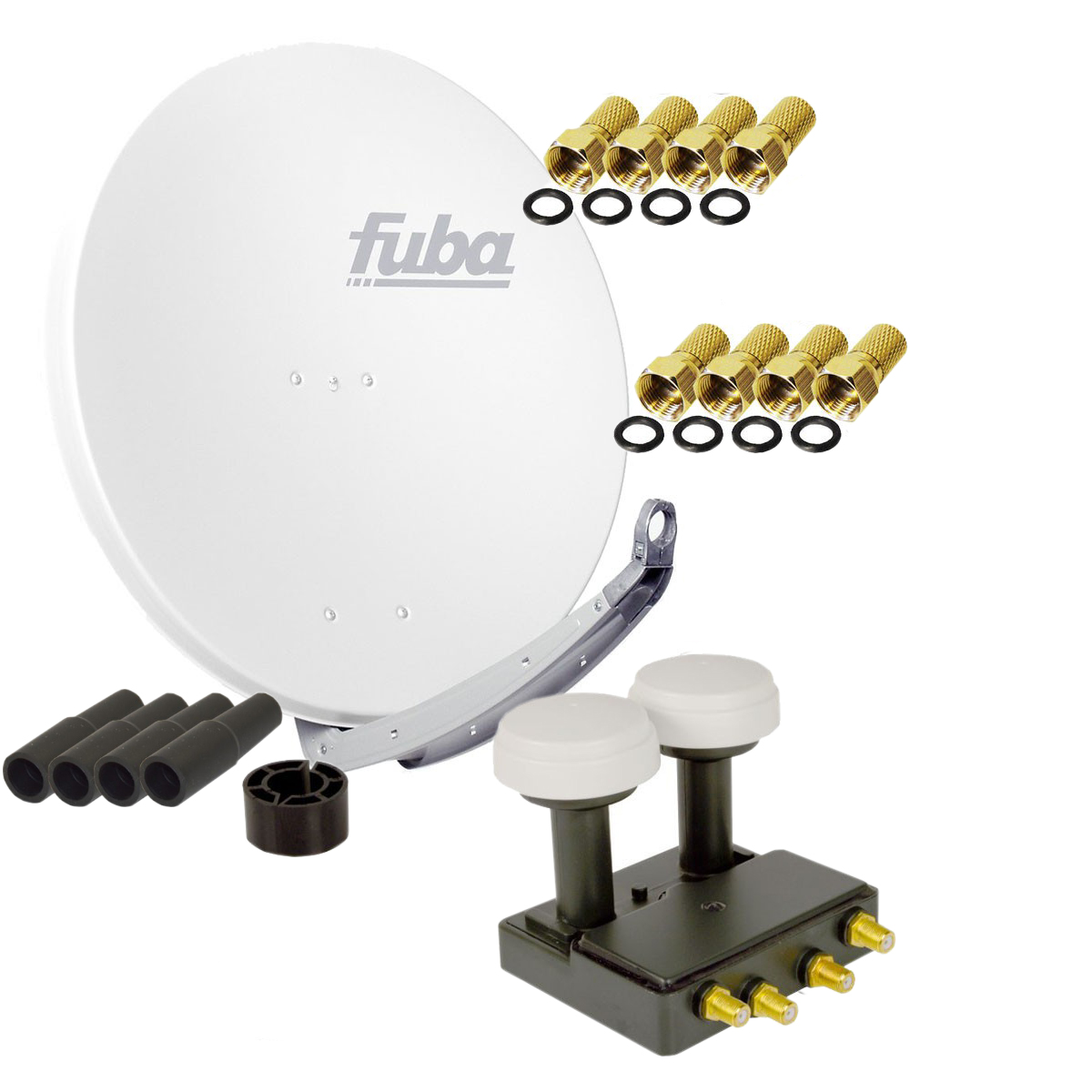 FUBA SAT Anlage Monoblock Anlage DAA 8x Quad W cm, Weiß F-Stecker Sat ALU 850 (85 LNB) Monoblock Quad