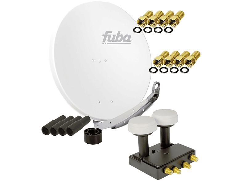 FUBA SAT Anlage DAA 850 W ALU Weiß Quad Monoblock 8x F-Stecker Sat Anlage (85 cm, Quad Monoblock LNB)