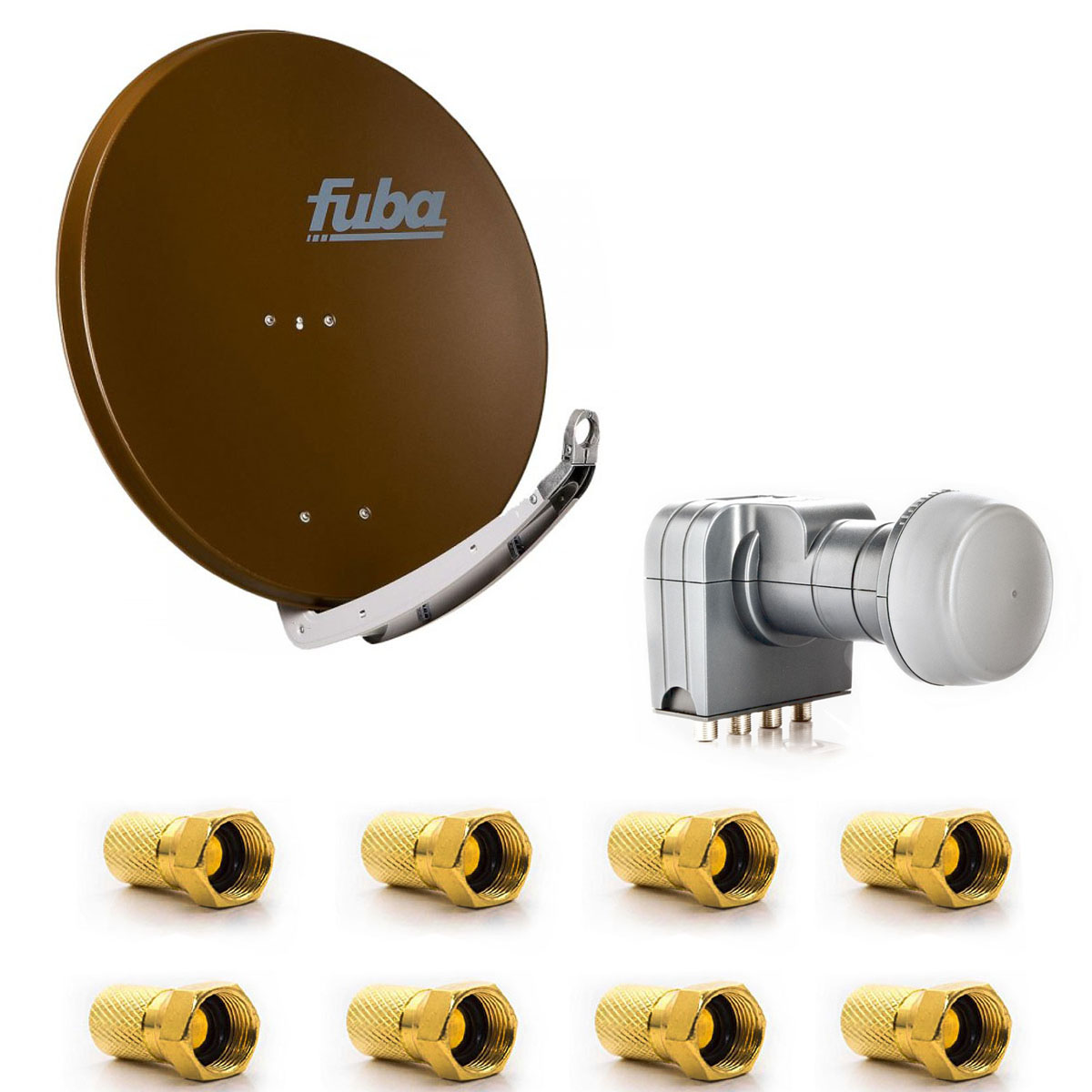 FUBA DAA 850 B Satellitenantenne (85 Quad Anlage 85cm LNB 8x Braun Alu Quad Sat DEK F-Stecker LNB) cm, 417