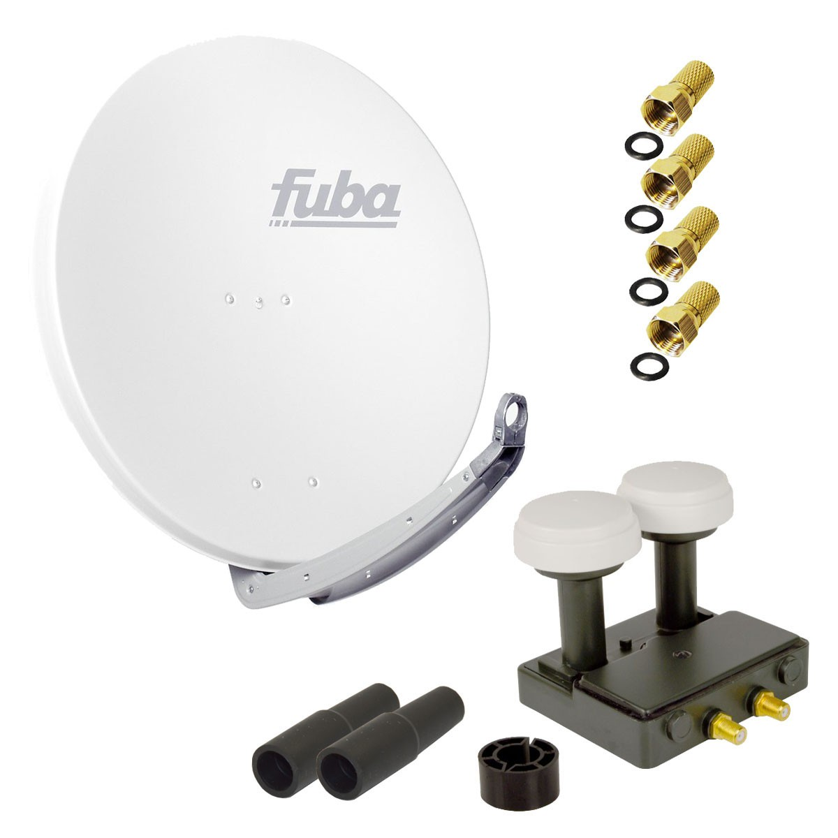 FUBA SAT Anlage DAA Monoblock W Monoblock (85 4x Twin 850 Weiß cm, Twin Sat ALU LNB) Anlage F-Stecker