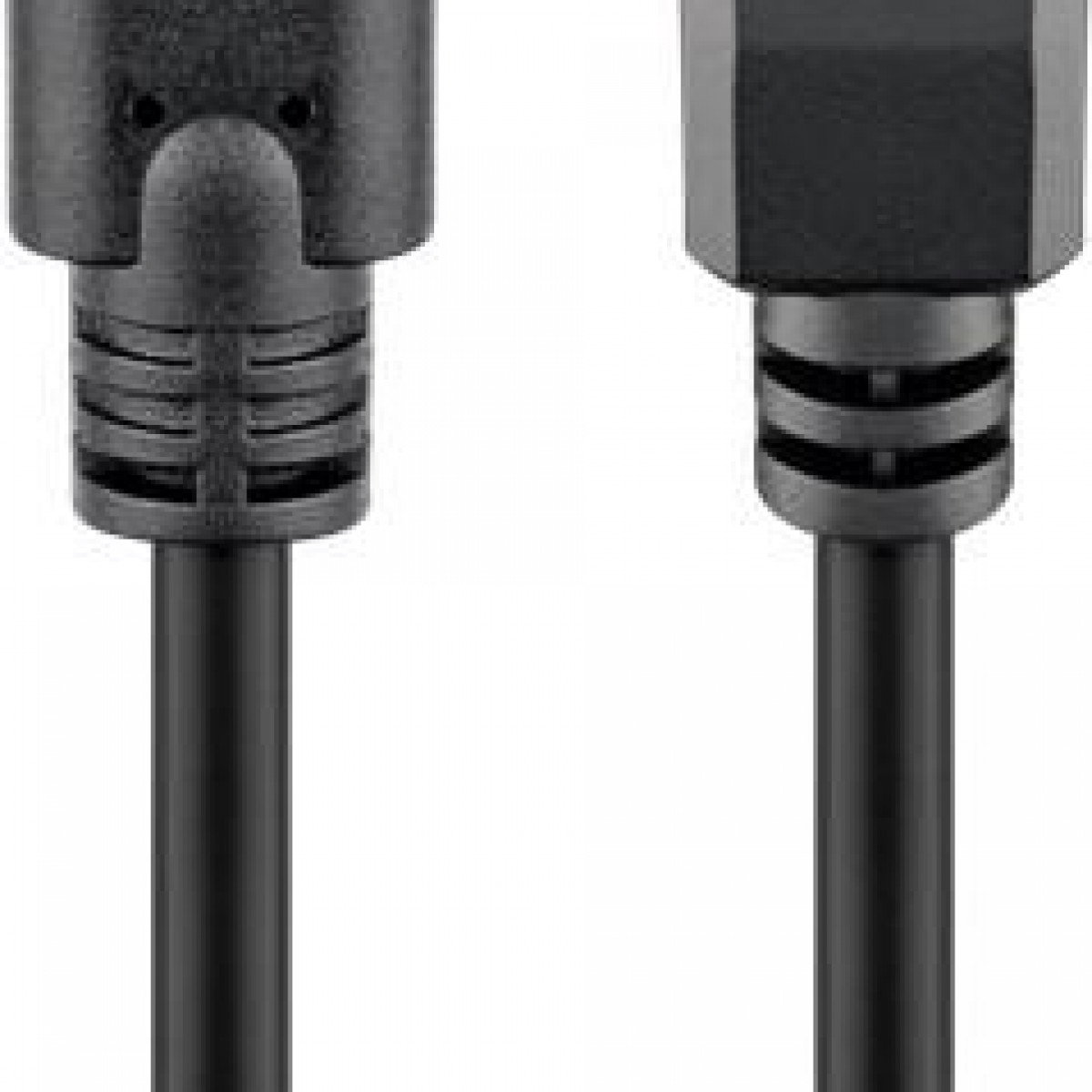 Zwei schwarze Ethernet-Kabelanschlüsse, mit Kabel von unten.