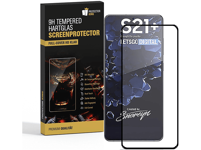 PROTECTORKING 1x FULL COVER 9H Hartglas HD KLAR Displayschutzfolie(für Samsung Galaxy S21 Plus)