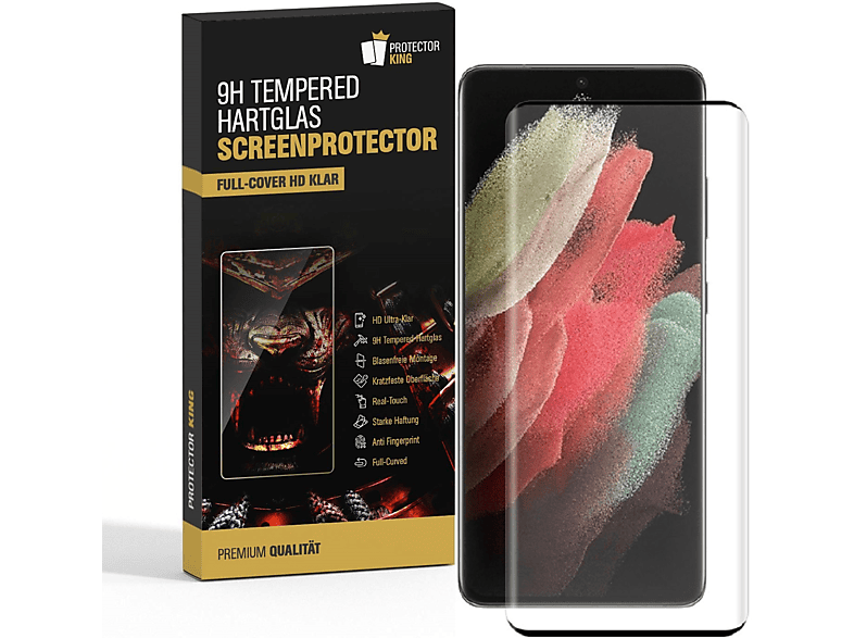 PROTECTORKING 6x FULL CURVED 9H Hartglas HD KLAR Displayschutzfolie(für Samsung Galaxy S21 Ultra)