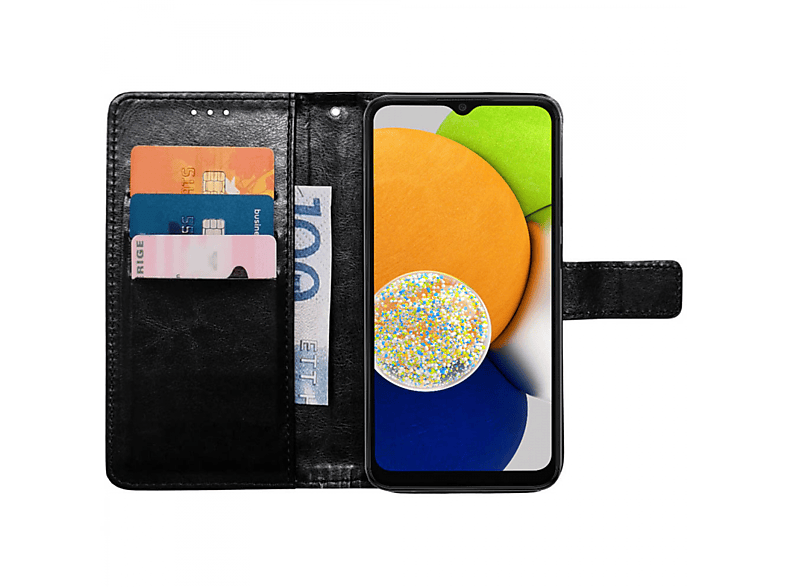 CASEONLINE Klappbare, Bookcover, Samsung, Galaxy A03, Schwarz