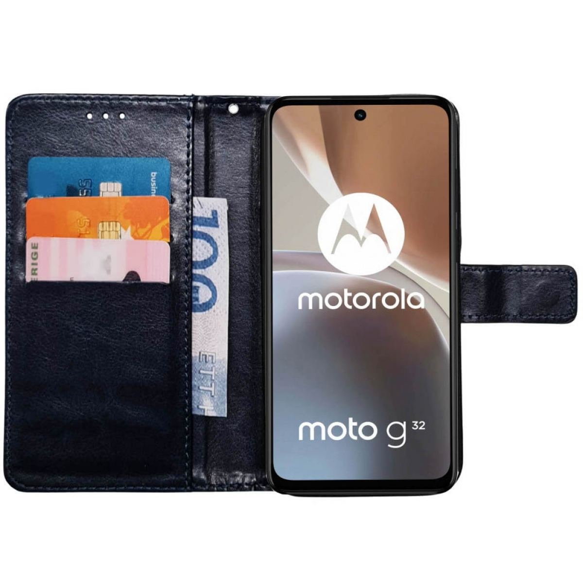 Motorola, Moto CASEONLINE G32, Klappbare, Dunkelblau Bookcover,