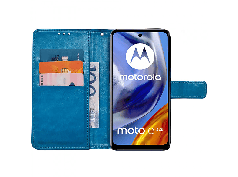 Motorola, Bookcover, CASEONLINE Hellblau Moto E32s, Klappbare,
