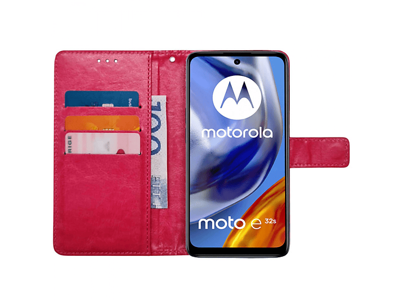CASEONLINE Klappbare, Motorola, Rosa Moto E32s, Bookcover