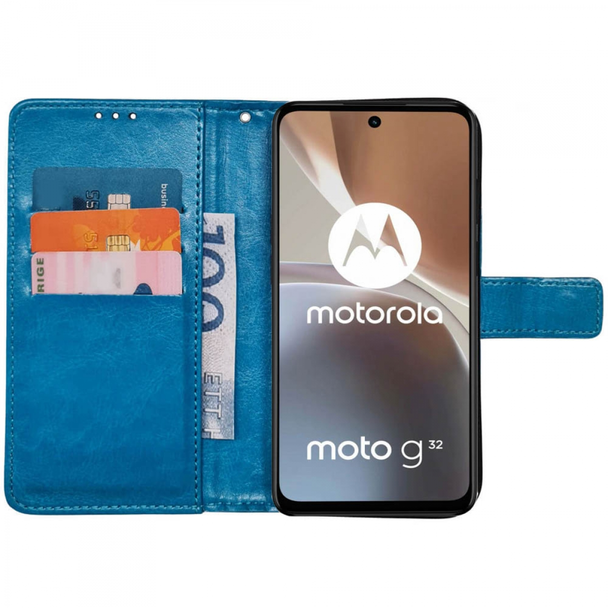 G32, Moto Motorola, Hellblau Klappbare, Bookcover, CASEONLINE