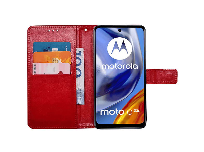 CASEONLINE Klappbare, Bookcover, Motorola, Moto E32s, Rot