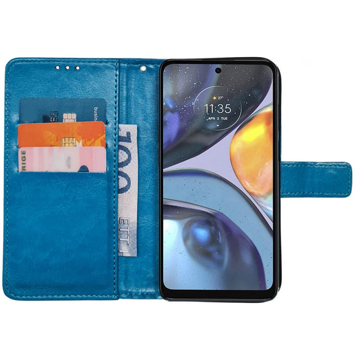 Bookcover, Motorola, Moto G22, Klappbare, Hellblau CASEONLINE