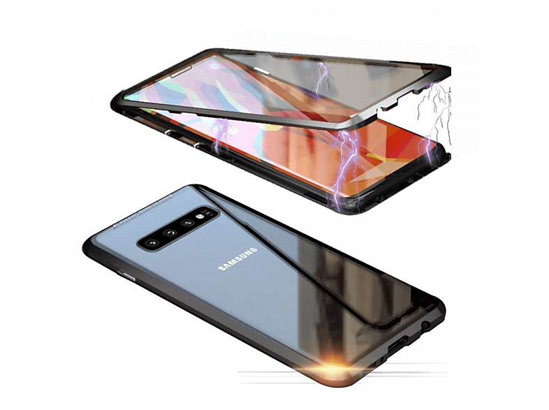 Handyhülle S10 Samsung, Plus INF schwarzem Galaxy S10 Plus, Glas/schwarz, Galaxy Bumper, magnetisch Samsung