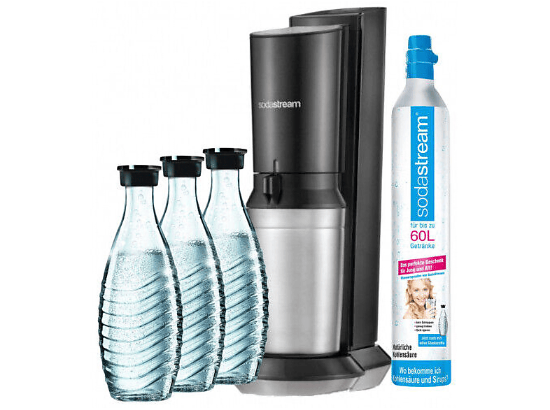  SodaStream Crystal 2.0 Aktionspack Wassersprudler, Titan, inkl.  3 Glasflaschen: Home & Kitchen