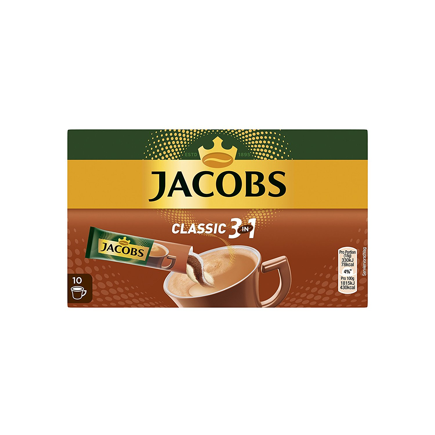 JACOBS 3in1 Classic 12x10 heißem (In auflösen) Instantkaffee löslicher Kaffee Sticks Wasser