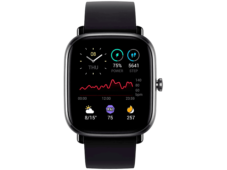 mm 120 Smartwatch + 40mm Amazfit AMAZFIT 85 Midnight + Aluminium mm, mini Fluorelastomerkautschuk, Mattschwarz Kunststoff Black GTS Xiaomi 2 Smartwatch