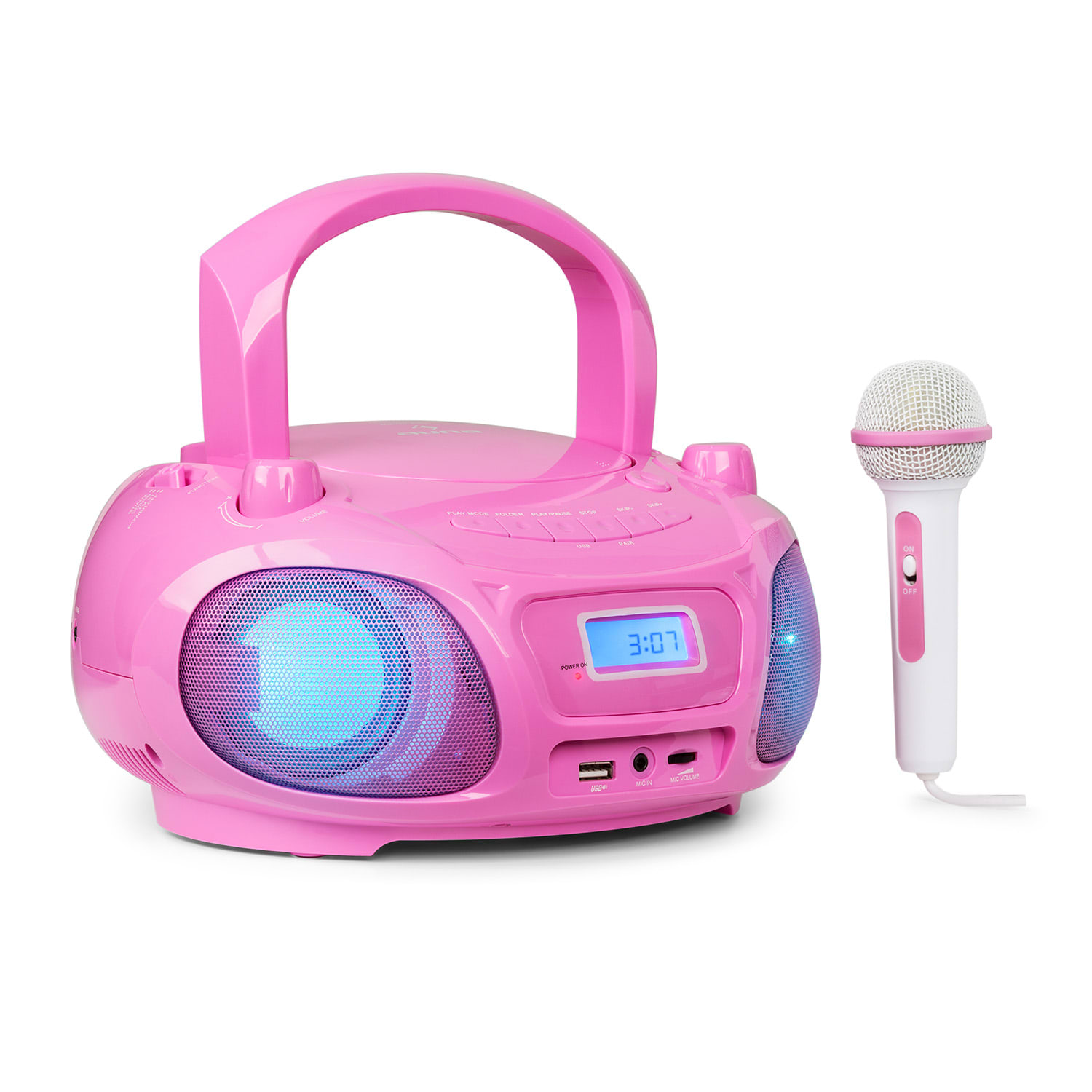 AUNA Roadie Sing CD Boombox Pink Karaoke System