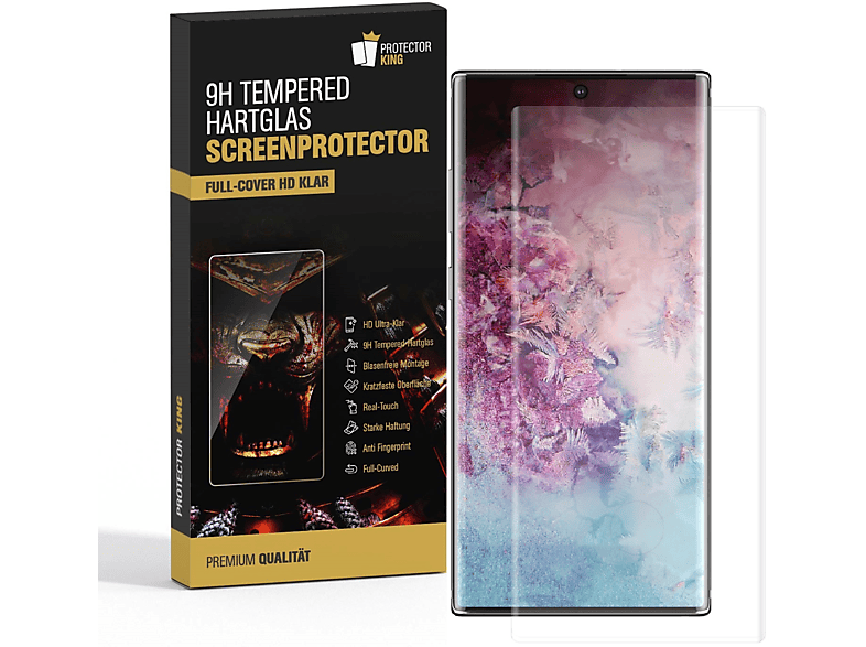 PROTECTORKING 1x FULL CURVED 9H Displayschutzfolie(für Galaxy 10) Samsung Note KLAR HD Hartglas