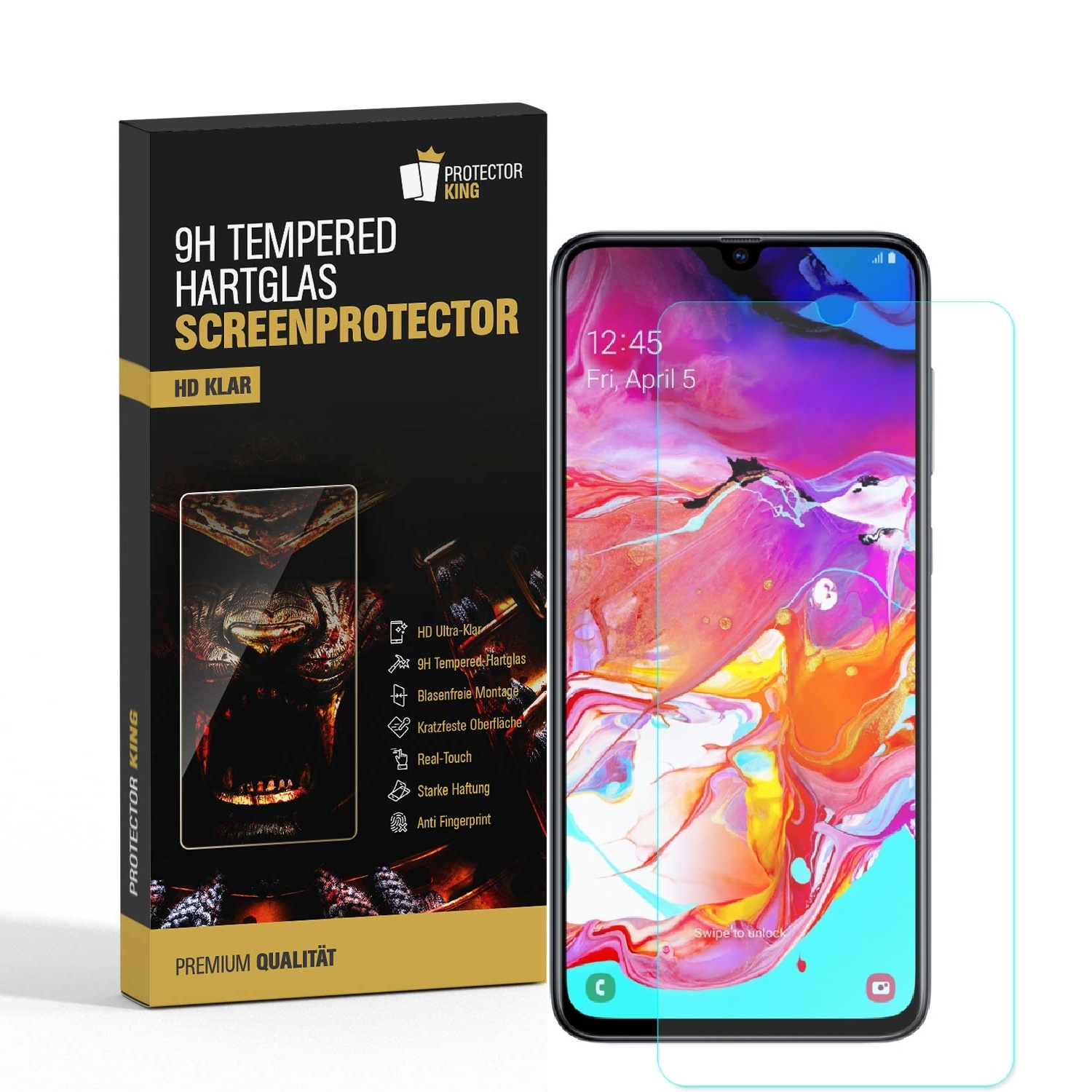 PROTECTORKING 2x 9H Hartglas Displayschutzfolie(für KLAR Galaxy Samsung A50) HD