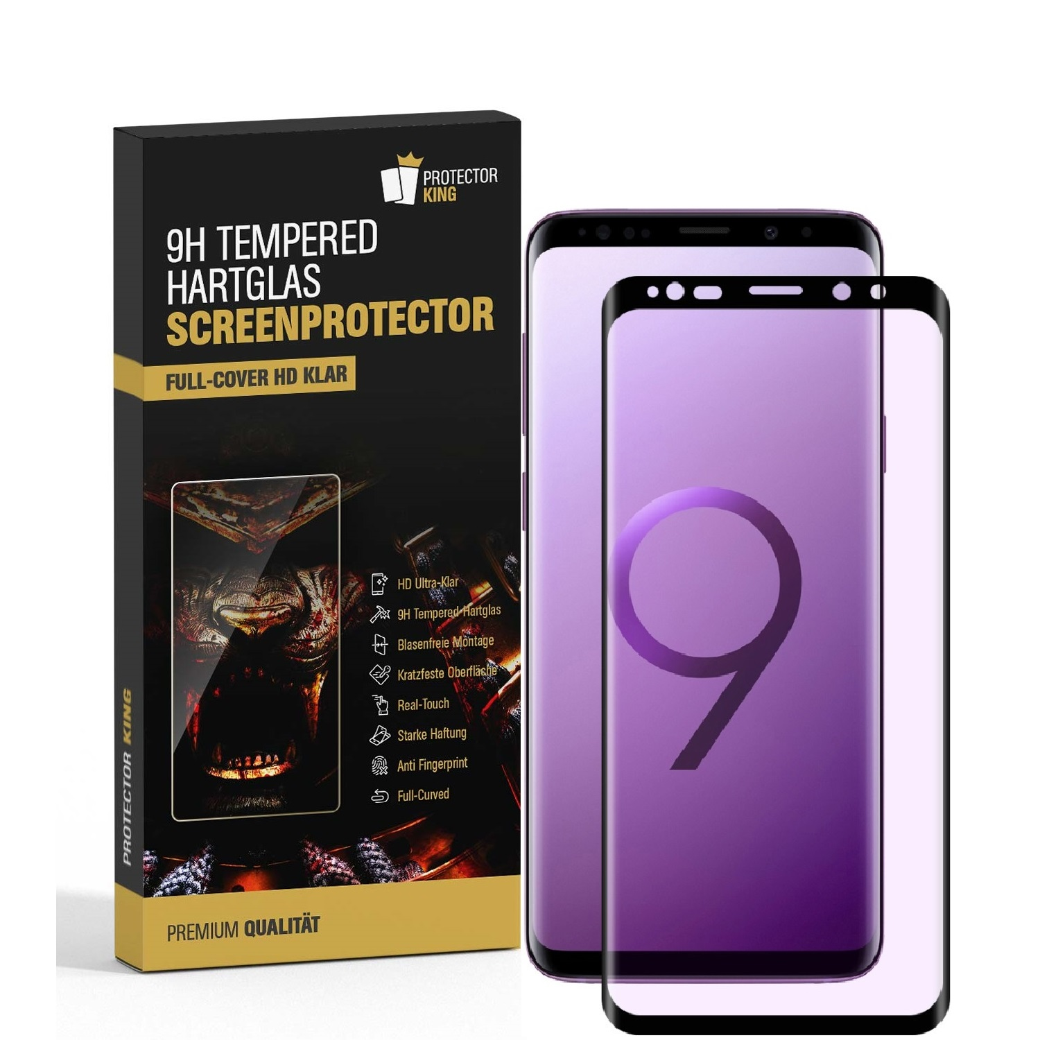 PROTECTORKING 2x FULL CURVED 9H S9) Displayschutzfolie(für Galaxy KLAR Samsung Hartglas HD