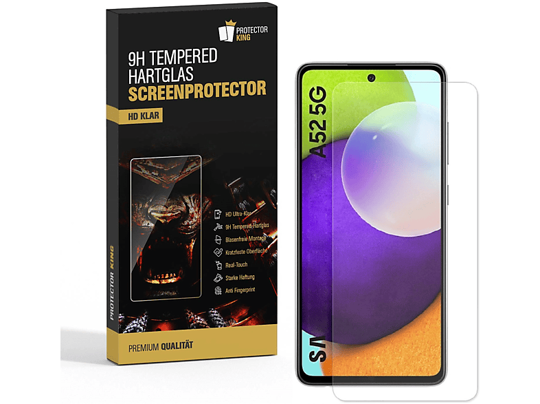 PROTECTORKING 1x 9H Hartglas HD KLAR Displayschutzfolie(für Samsung Galaxy A52)