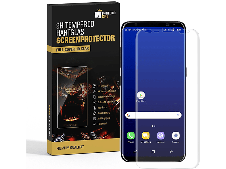 KLAR Displayschutzfolie(für 1x Hartglas CURVED Galaxy S8 FULL Samsung PROTECTORKING 9H HD Plus)