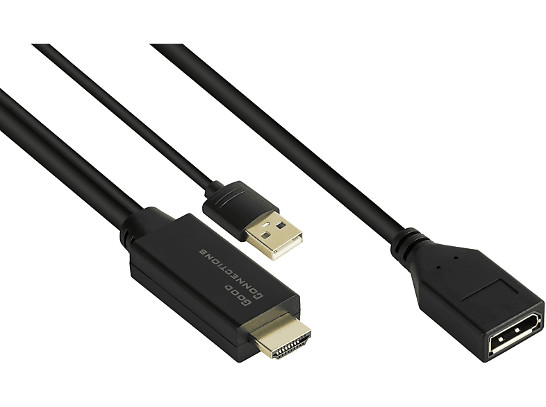 GOOD HDMI m Stecker Adapterkabel Displayport, + CONNECTIONS 0,3 USB Buchse,