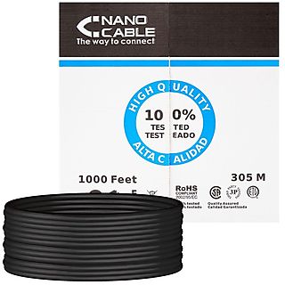 Cable de red - NANOCABLE 10.20.0304-EXT-BK, Cat-5e, , Negro