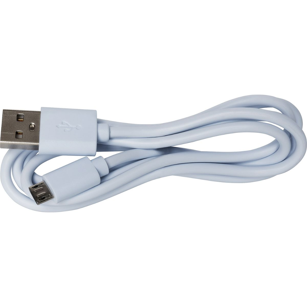 Weißes USB-Kabel mit USB-A- und Micro-USB-Anschluss.