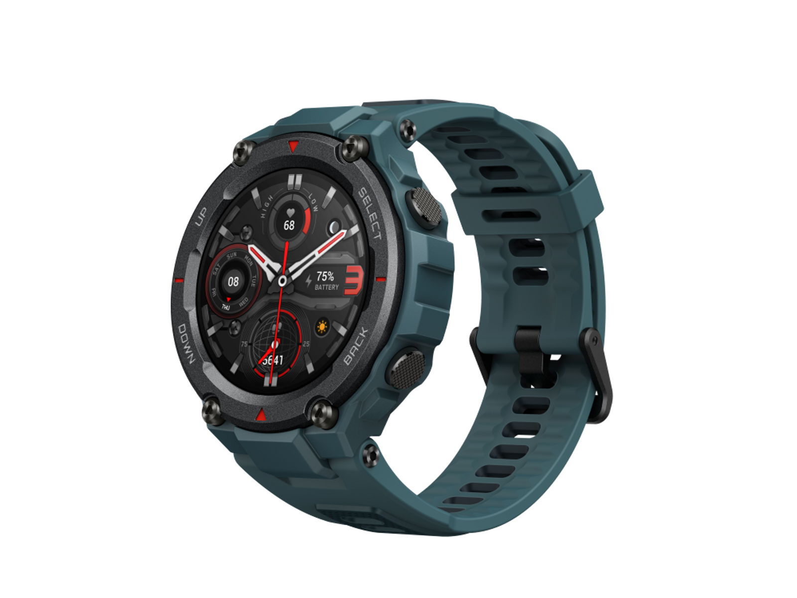 T-REX 75 Polycarbonat Blau mm AMAZFIT Smartwatch PRO BLUE Silikon, 100 + STEEL W2013OV2N mm,