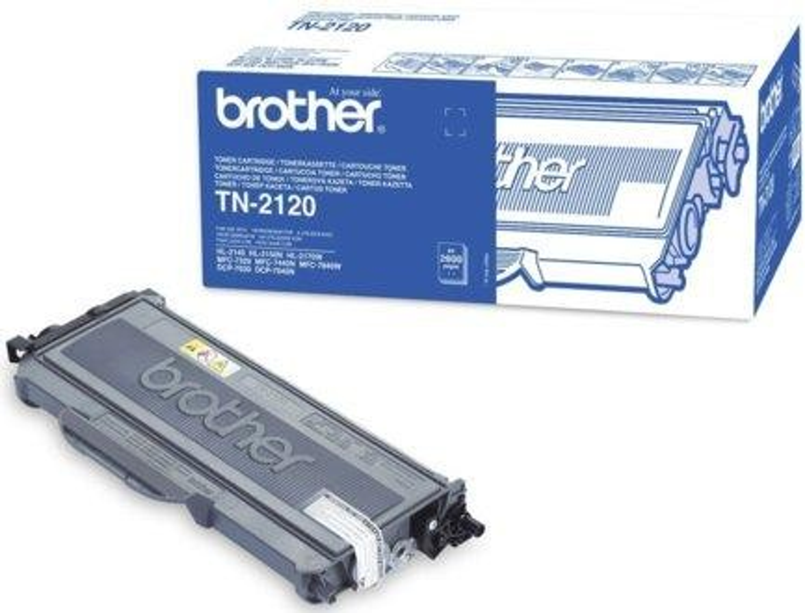 Toner Brother TN-2120 w pudełku i sama kaseta.