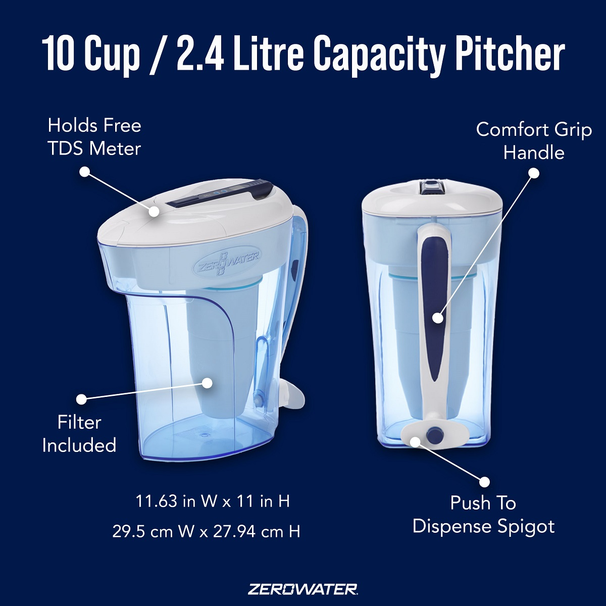 ZEROWATER 2,4 Wasserkrug Filterpatrone Liter