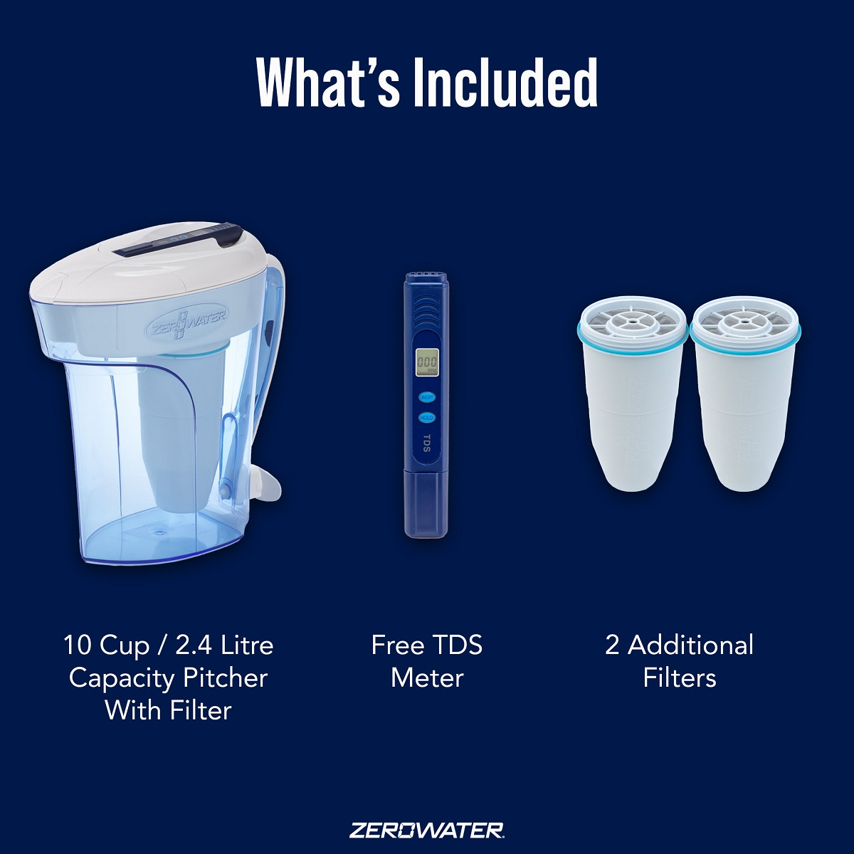 ZEROWATER 2,4 Liter Wasserkrug Filterpatrone