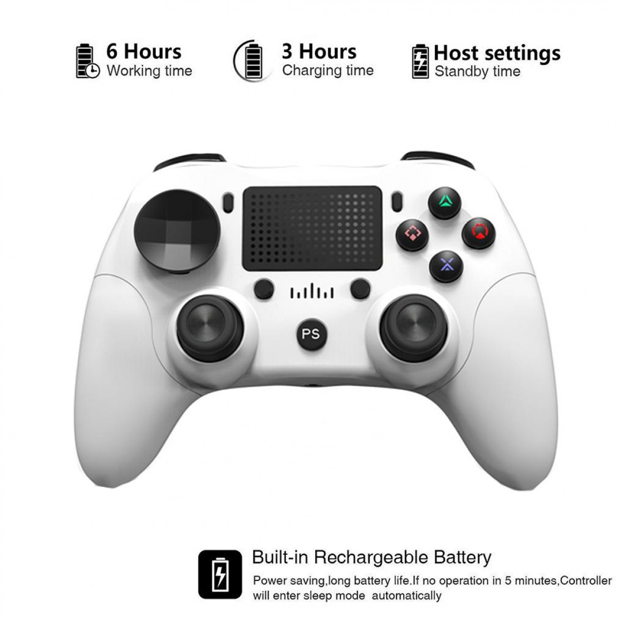 INF Kabelloser 6-Achs-Controller für Weiß, Controller, PS4 Weiß 