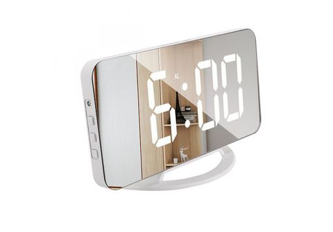 Digitaler Wecker mit Spiegelglas Weiß