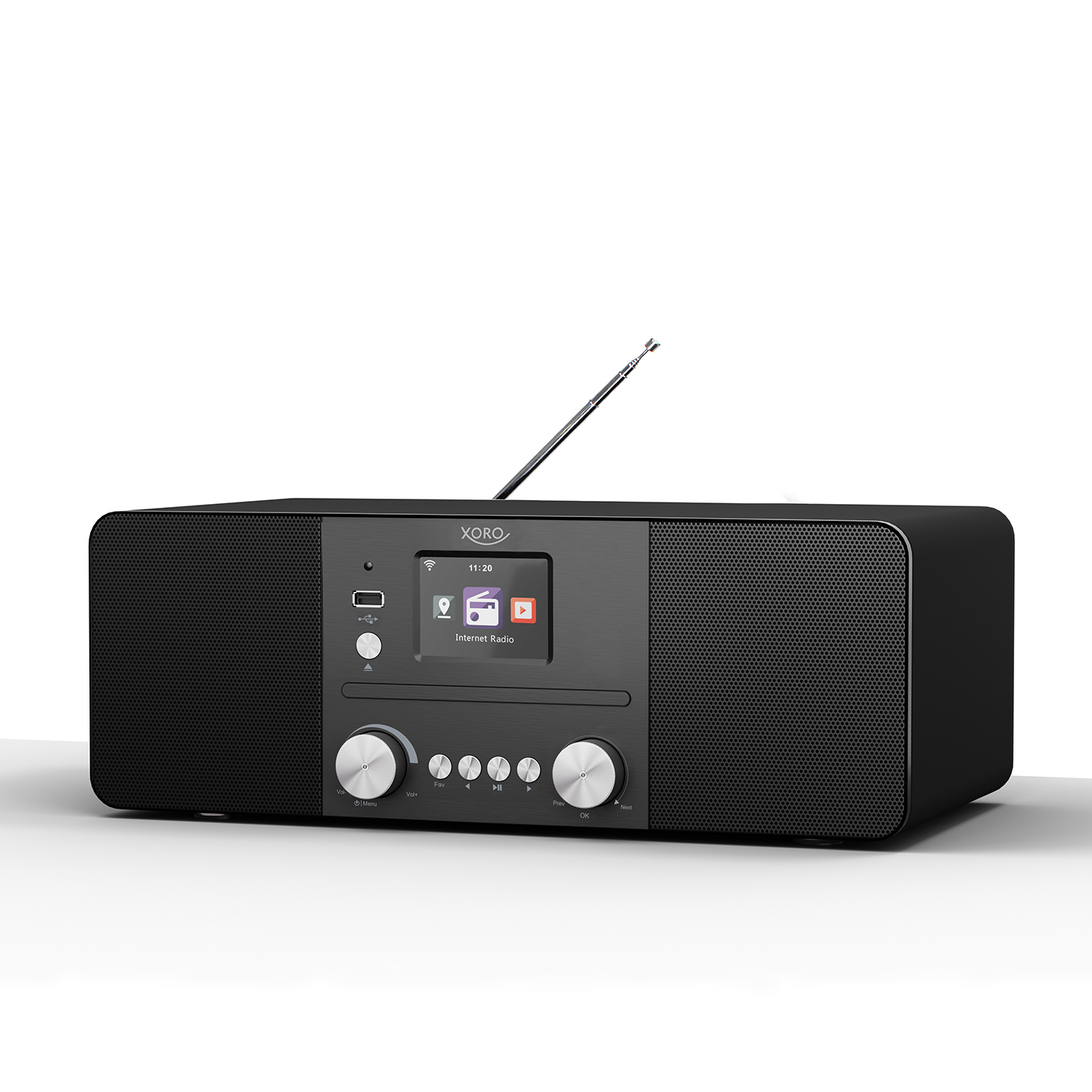 All-in-One Stereo Radio, FM, CD-Player, Bluetooth, Internet Bluetooth, WLAN, 620 Radio, XORO DAB+/FM DAB+, XORO Internetradio Spotify Radio, DAB, schwarz mit HMT Internet