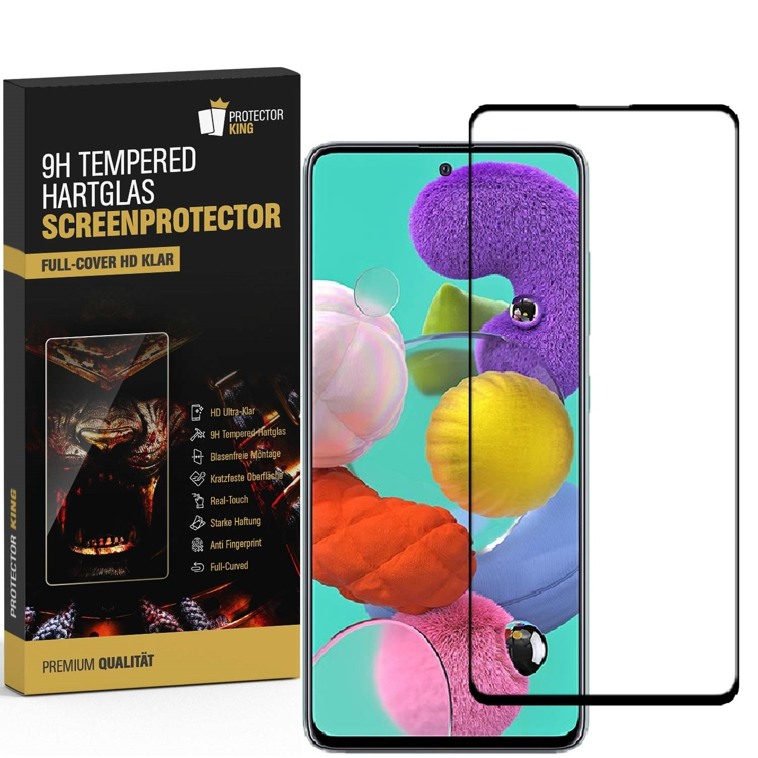 HD PROTECTORKING COVER 9H FULL Galaxy 4x A51) Hartglas KLAR Displayschutzfolie(für Samsung