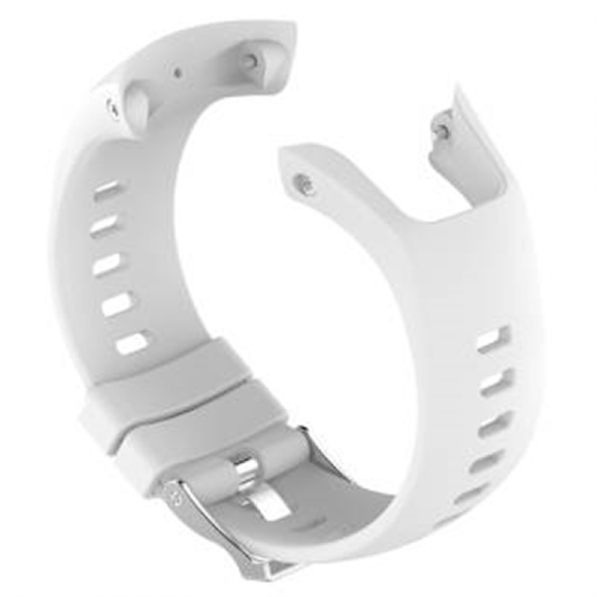 Witte horlogeband met gesp, gebogen vorm.