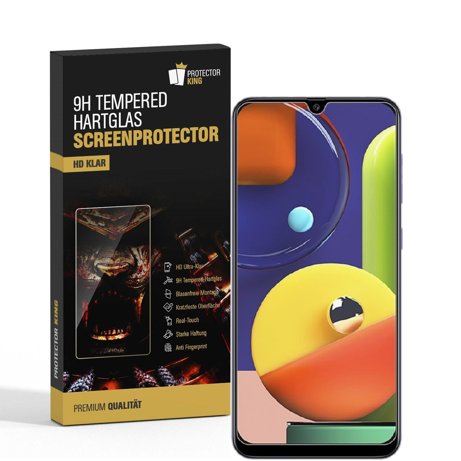 PROTECTORKING 1x 9H A50s) KLAR HD Samsung Galaxy Displayschutzfolie(für Hartglas