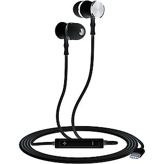 Auriculares botón con cable - KSIX Small C, Intraurales, Bluetooth, Negro